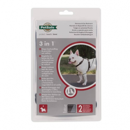 Postroj pre psy, PetSafe® 3 in 1™ Harness and Car Restraint-black-S