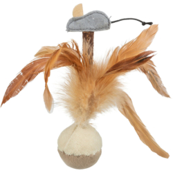 Squieky míček s peřím a myškou 15 cm