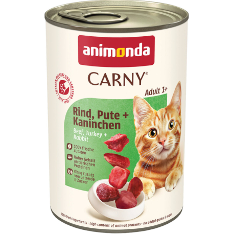 ANIMONDA konzerva CARNY Adult - hovězí, krůta, králík 400g