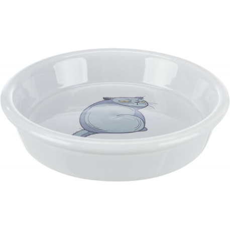 Keramická miska s motivem kočky,  0.25 l/o 13 cm, šedá