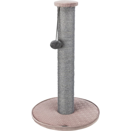 Škrabací sloupek LIVIA s plyšovou kuličkou, 64 cm, sisal/plyš, starorůžová