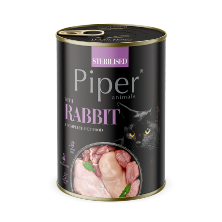 NEW PIPER CAT konzerva pro sterilizované kočky, s králíkem, 400g