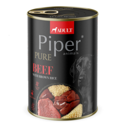 NEW PIPER PURE hovězí s hnědou rýží, konzerva pro psy, 400 g