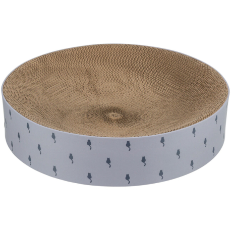 LILLY kulatý škrabací pelech s catnipem, o 45 × 10 cm, karton, šedá