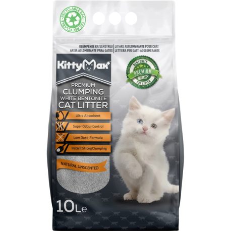 KITTYMAX hrudkující, bezprašný bílý bentonit  10 l
