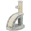Škrabadlo WINNIE Junior s kartáčem, 43 cm, sisal/ dlouhovlasý plyš, šedá