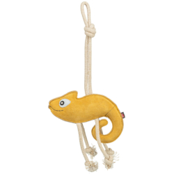 Chamelion - chameleon na laně, 45 cm, hračka pro psy, 100% pravá kůže/lano, žlutá