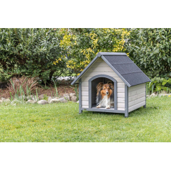 Natura bouda pro psa se sedlovou střechou, M-L: 83 x 87 x 101 cm, šedá