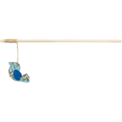 Hrací prut s ptáčkem, catnip, 40 cm, polyester/dřevo