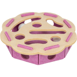 Interaktivní hra pro kočky Hole'n'Roll – květina, ø 30 × 7.5 cm, filc, růžová/béžová