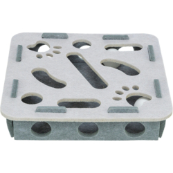 Interaktivní hra pro kočky Hole'n'Roll – box, ø 30 × 7.5 cm, filc, šedá
