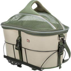 Transportní koš na nosič, polyester, 33 x 40 x 46 cm, olivově zelená/béžová